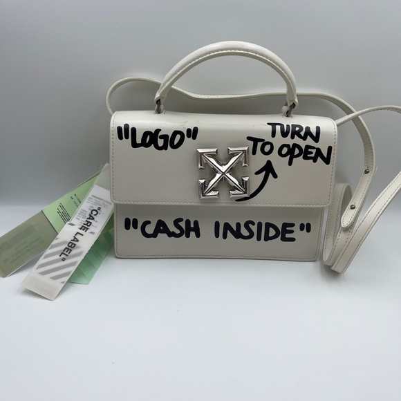 Virgil Abloh Off-White Cash Inside crossbody handle in white leather bag w/tags - Picture 1 of 16